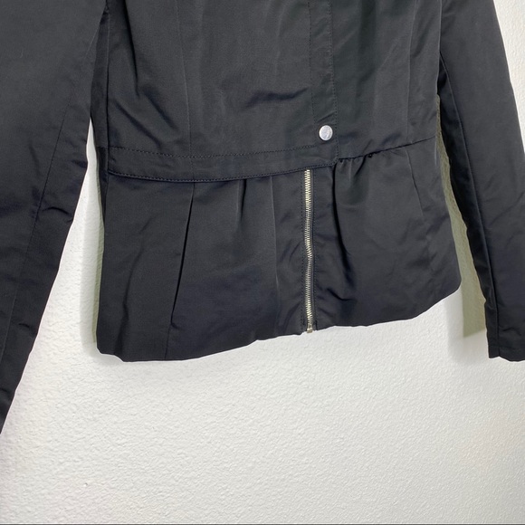 Zara High Neck Zipper Detailed Pleated Jacket - Picture 3 of 7